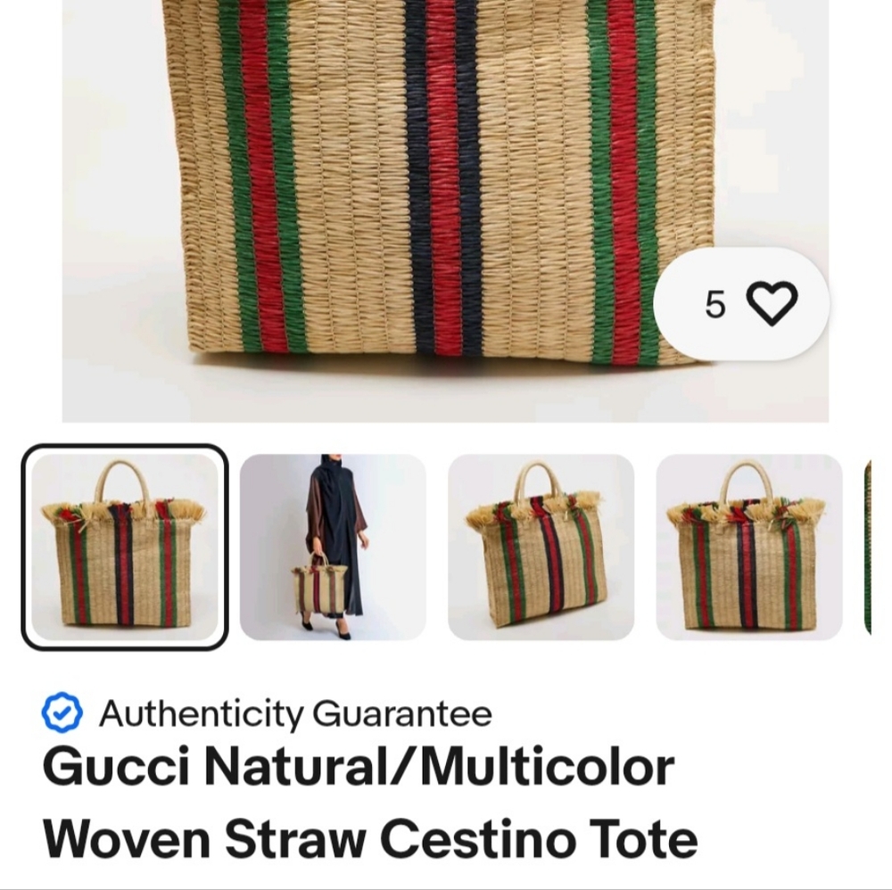 Gucci Natural Woven Straw Cestino tote - Picture 10 of 10